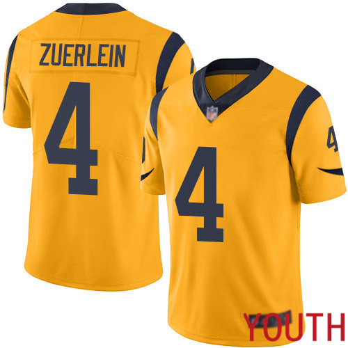 Los Angeles Rams Limited Gold Youth Greg Zuerlein Jersey NFL Football #4 Rush Vapor Untouchable